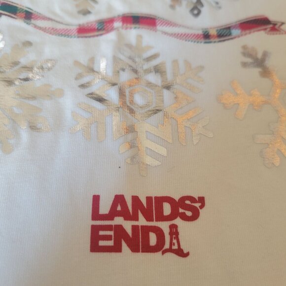 Lands End Womens Long Sleeve Christmas Tree Snowflake Design Sm  Sequin - Picture 5 of 7